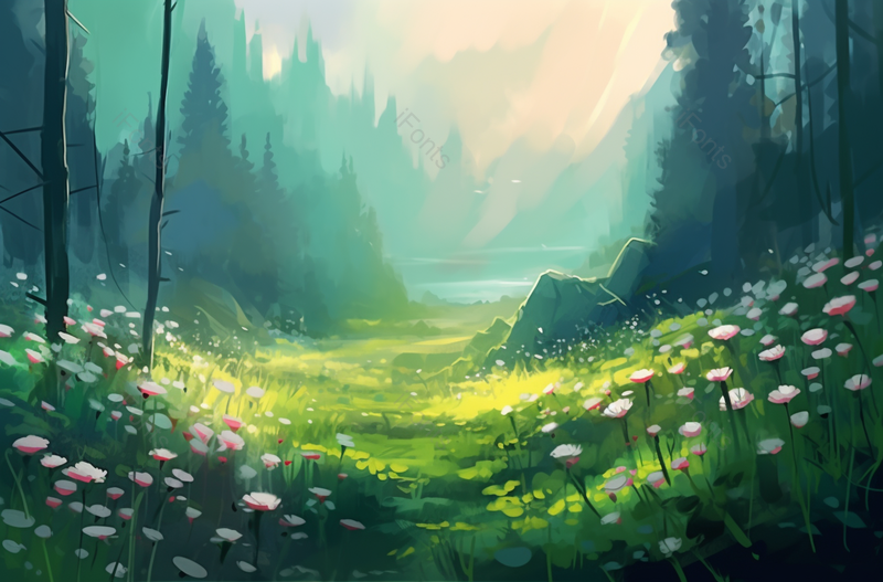 春季绿色手绘风森林野草背景,插画/手绘图,插画/手绘图库,插画/手绘图下载,插画/手绘